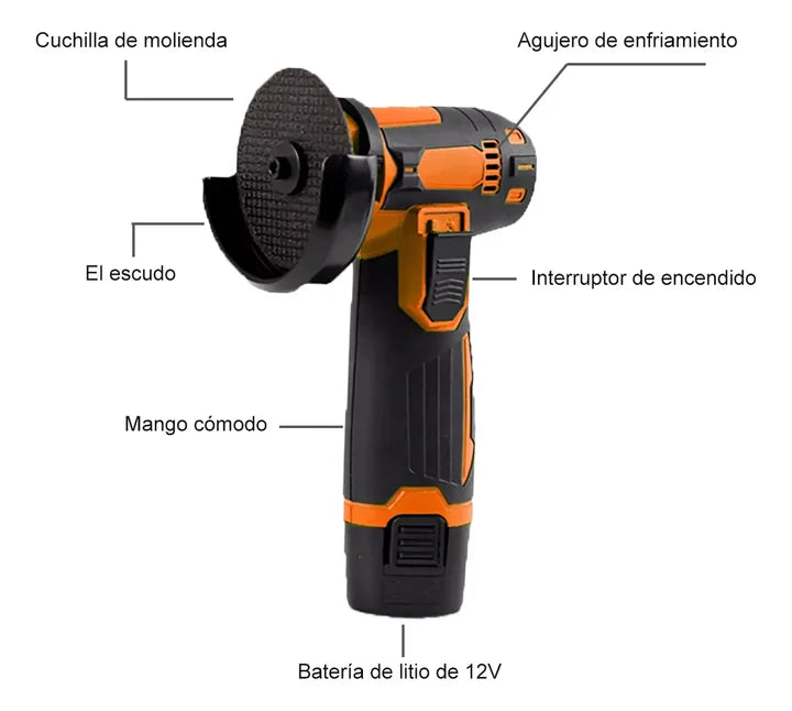 KIT AMOLADORA ESMERILADORA INALAMBRICA 12V